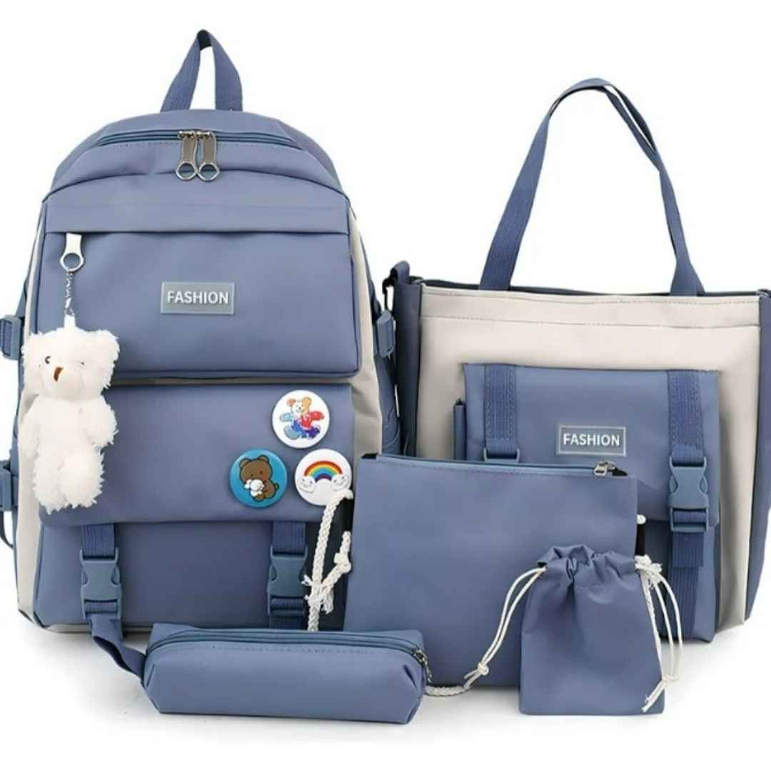 Morral Multifuncional 5 Piezas Oso Plche | Estilo Coreano.